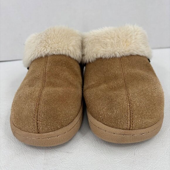 Clarks Harmoni Suede Slippers Womens 6 Brown Leather Faux Fur - Picture 2 of 9